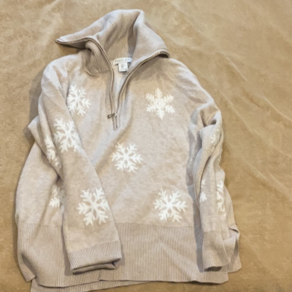 Rachel Zoe Beige Zip-Up Sweater
